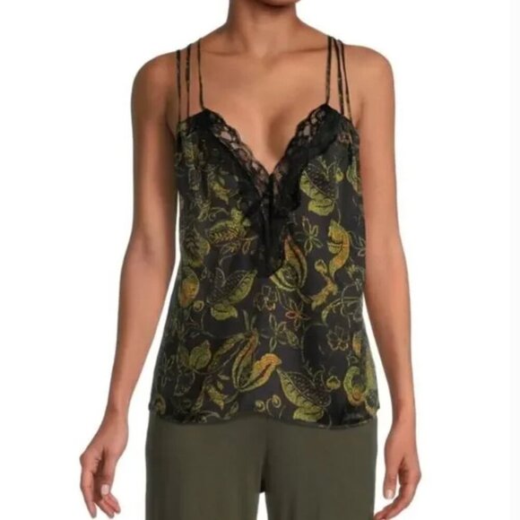 NWT Free People Off the Coast Cami Lace Black Strappy Relaxed Fit Elegant Tank - Picture 4 of 9